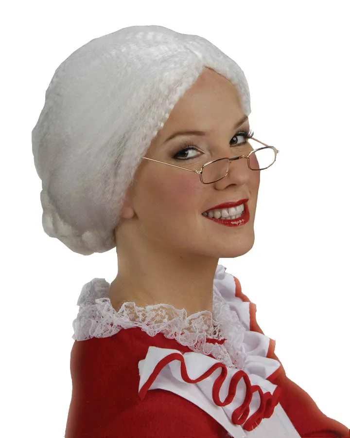 Christmas Mrs Claus Crimped White Wig