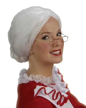 Christmas Mrs Claus Crimped White Wig