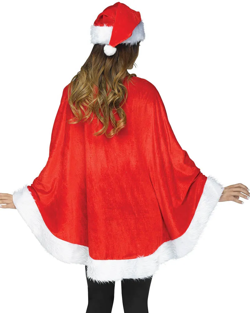 Christmas Santa Plush Poncho with Hat
