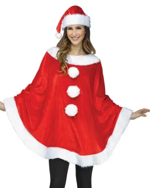 Christmas Santa Plush Poncho with Hat