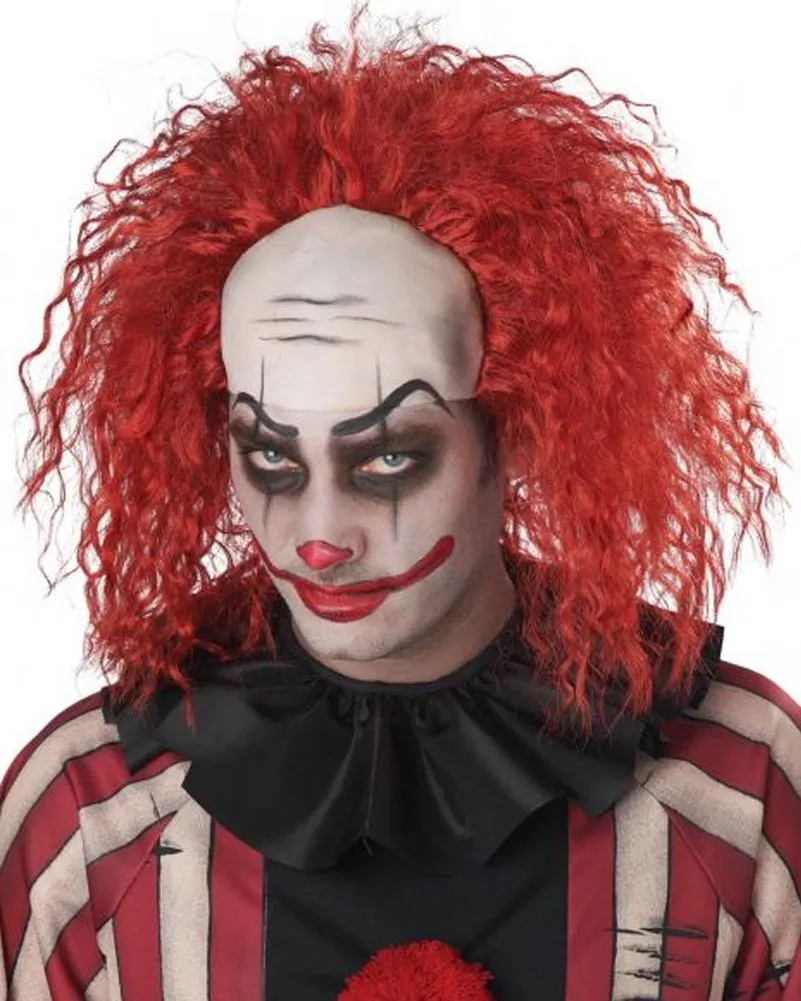 Clown Pattern Baldness Curly Red Wig