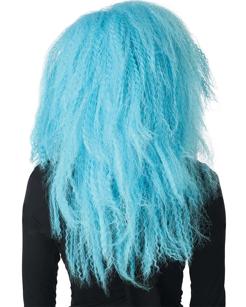 Crimped N Kooky Long Blue Wig