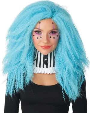 Crimped N Kooky Long Blue Wig