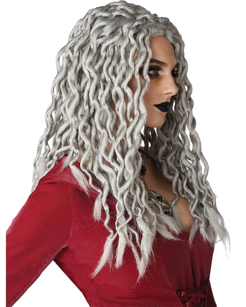 Crinkle Dreadlocks Long Grey Wig