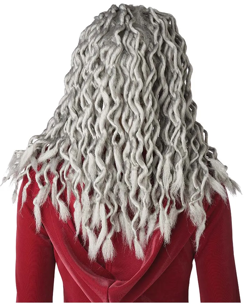 Crinkle Dreadlocks Long Grey Wig