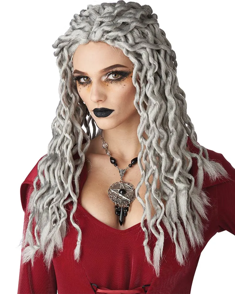 Crinkle Dreadlocks Long Grey Wig