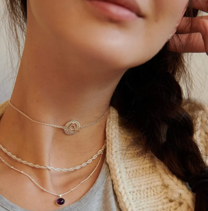 Daisy London Amethyst Healing Stone Necklace Silver HN1002_SLV