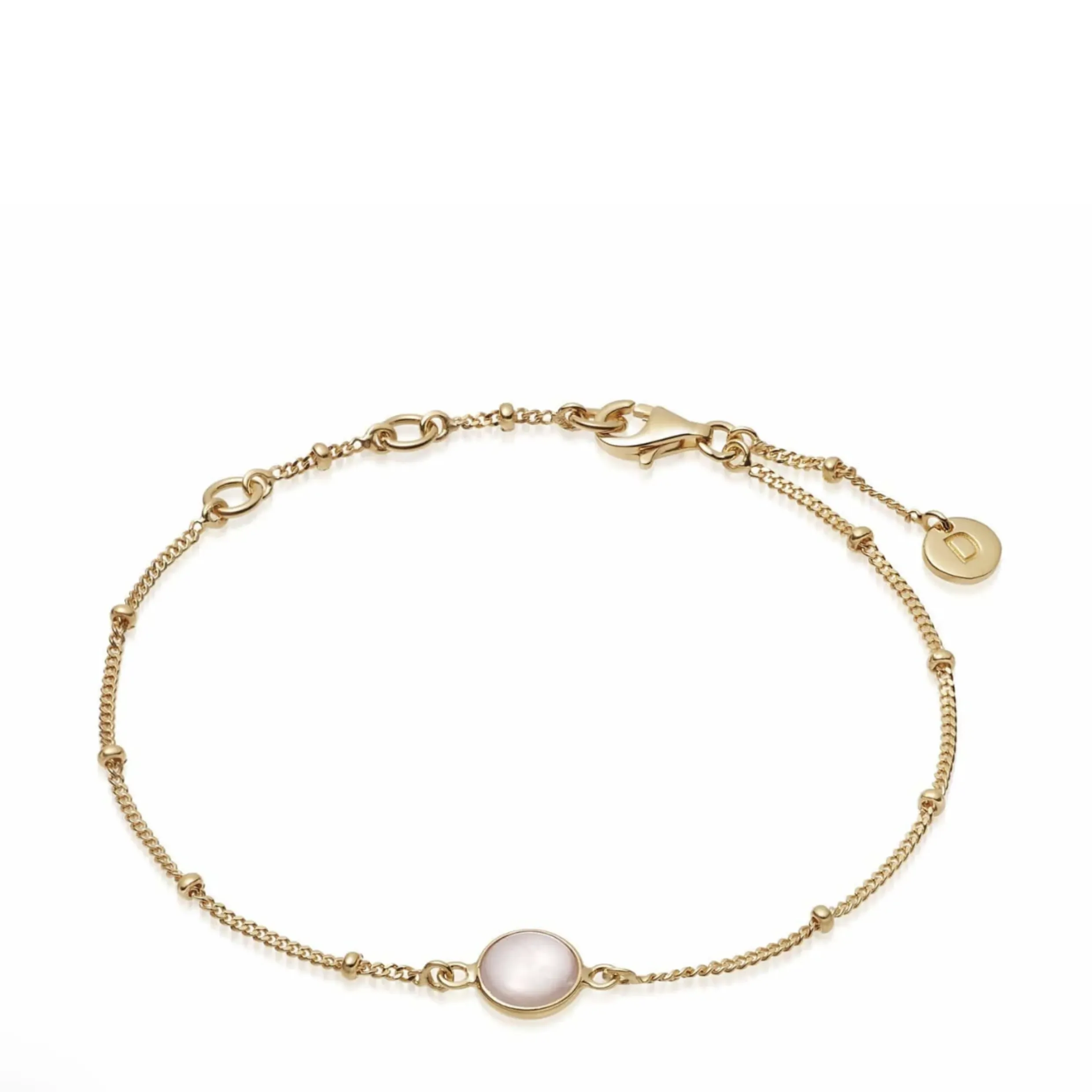 Daisy London Rose Quartz Healing Stone Bobble Bracelet 18Ct Gold Plate HBR1005_GP