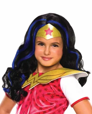 DC Super Hero Wonder Woman Black and Blue Kids Wig