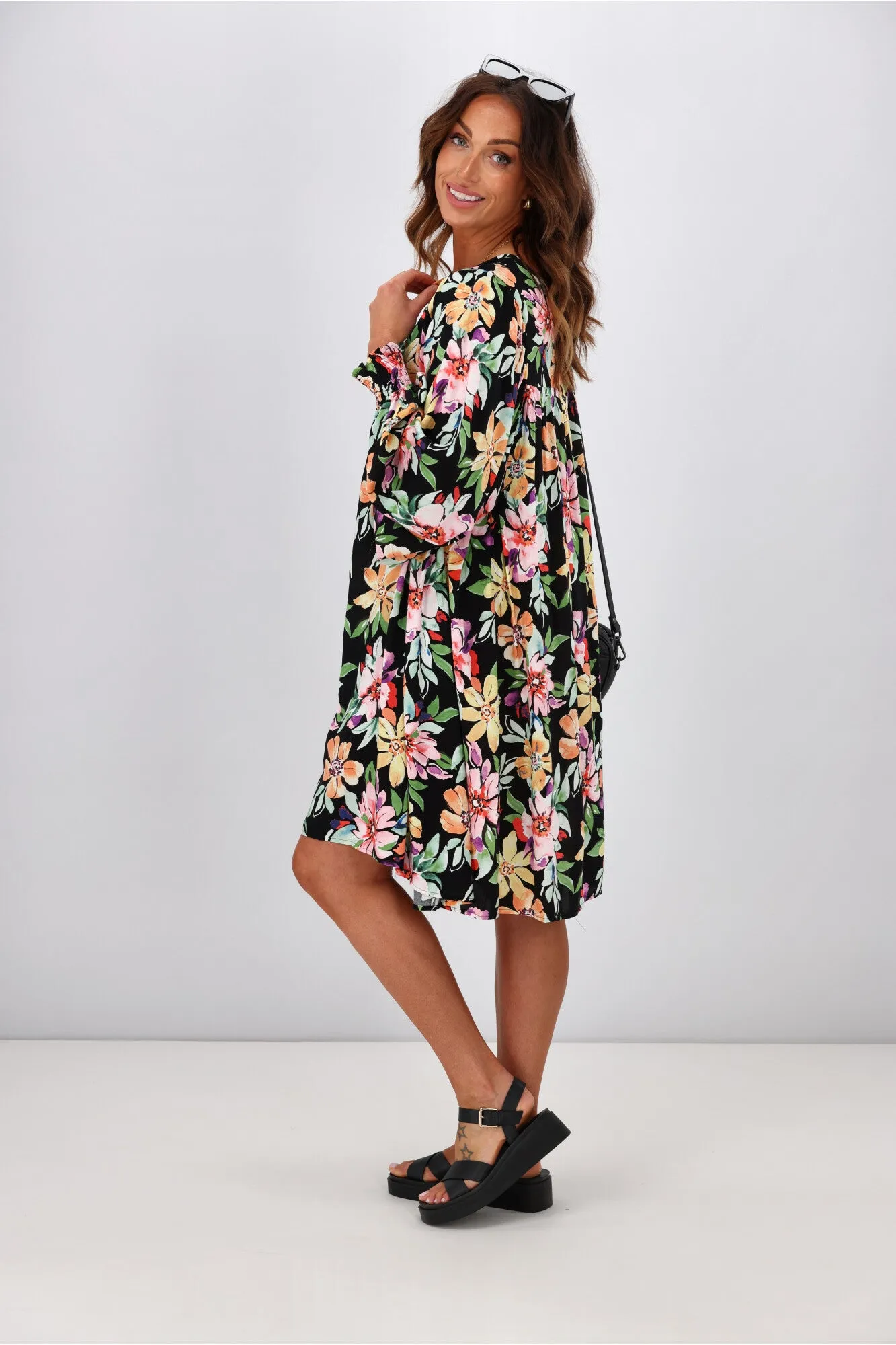 Dreamcatcher Vida Long Sleeve Mini Dress Floral
