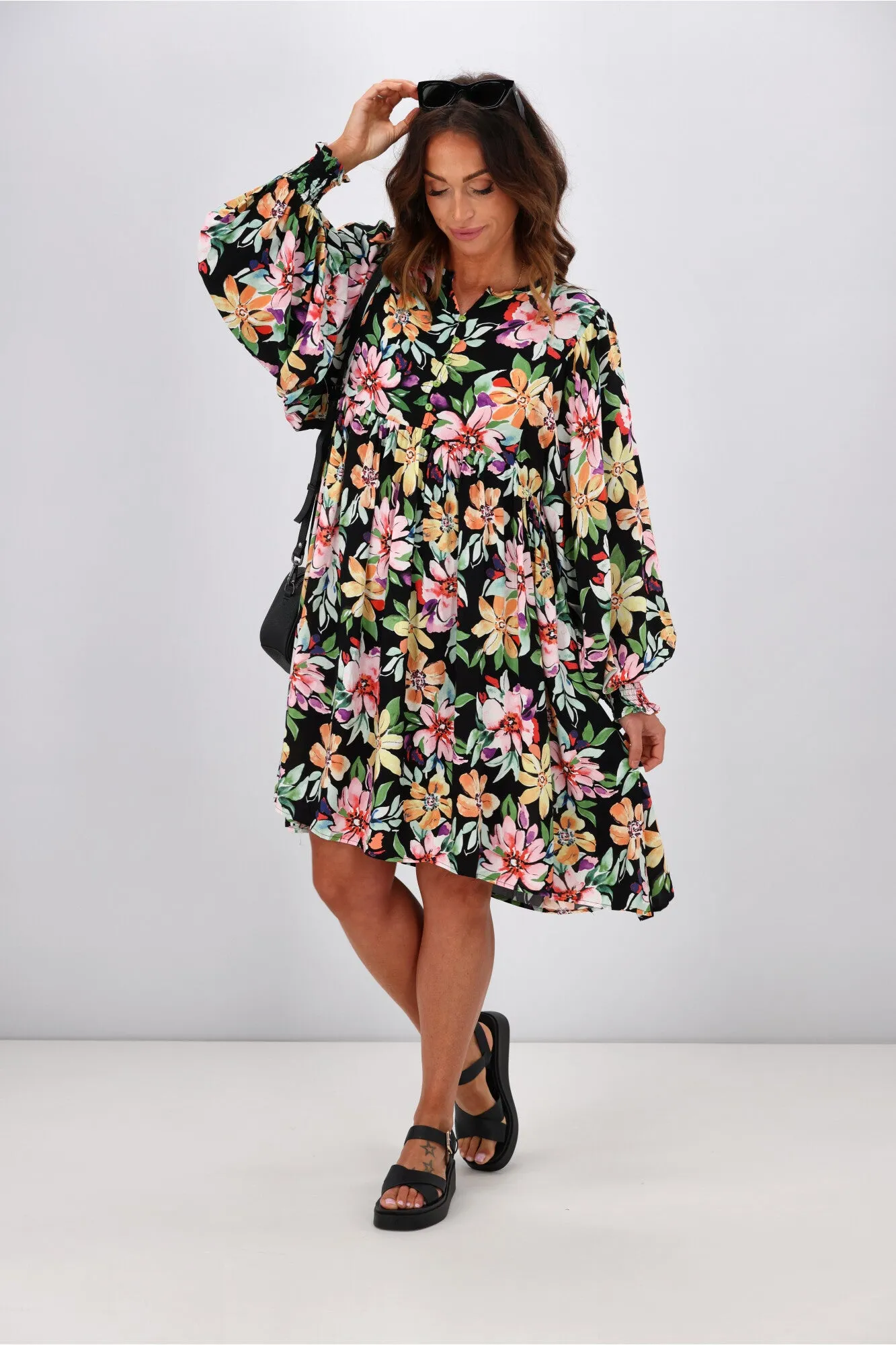 Dreamcatcher Vida Long Sleeve Mini Dress Floral