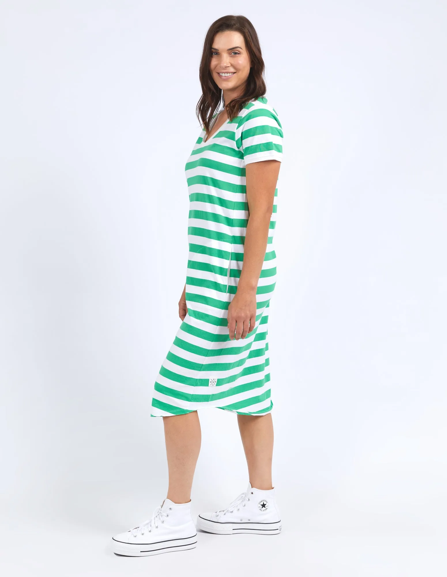 Elm Maeve Midi Dress Greenbriar & White Stripe