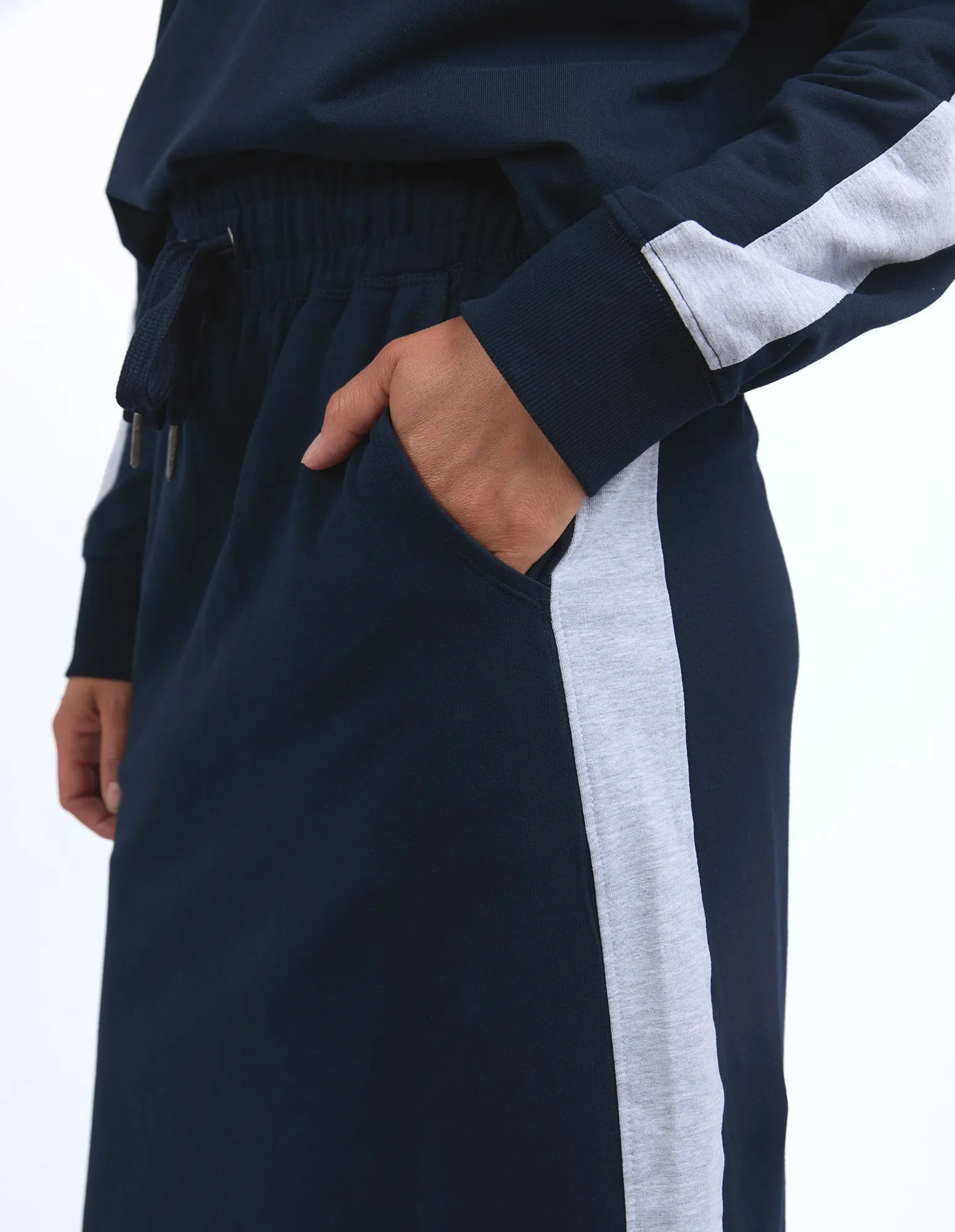 Elm Sloane Fleece Skirt Navy Grey Marle Trim