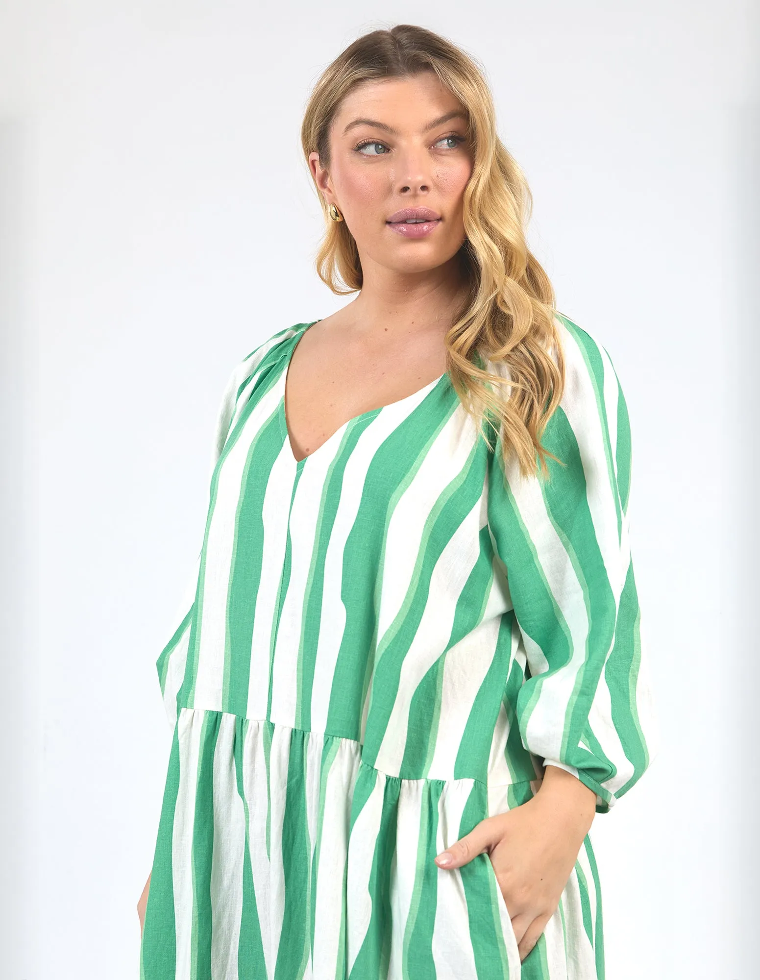 Elm Spritz Stripe Dress Greenbriar/White Stripe