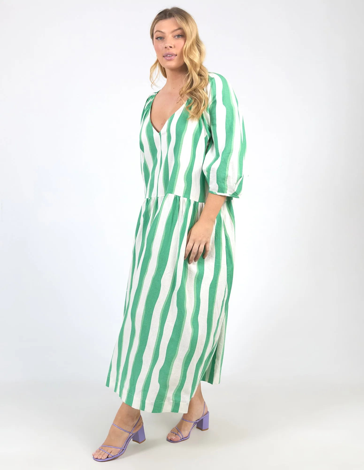 Elm Spritz Stripe Dress Greenbriar/White Stripe