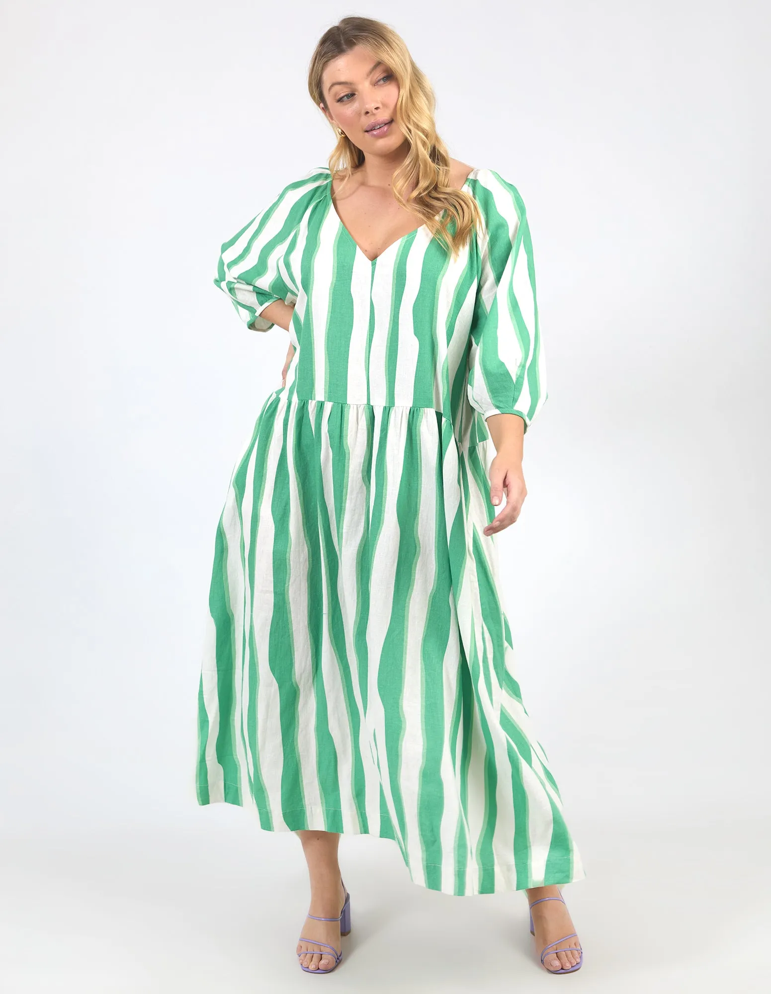 Elm Spritz Stripe Dress Greenbriar/White Stripe