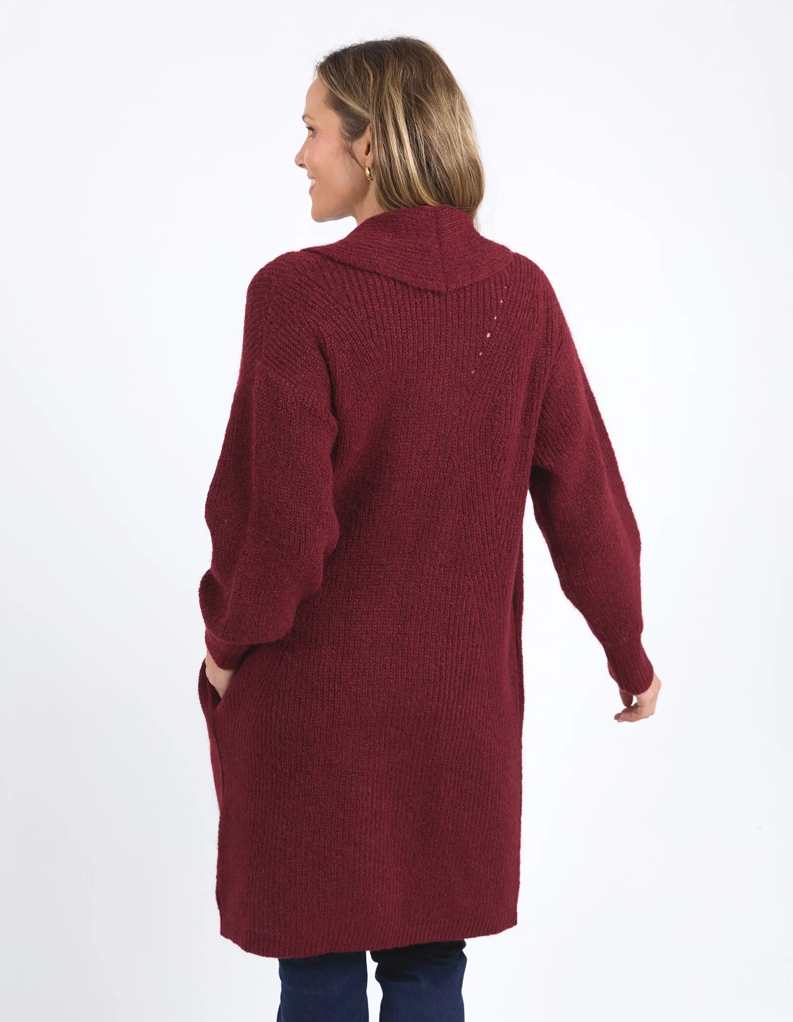 Elm Sylvie Longline Cardi Merlot