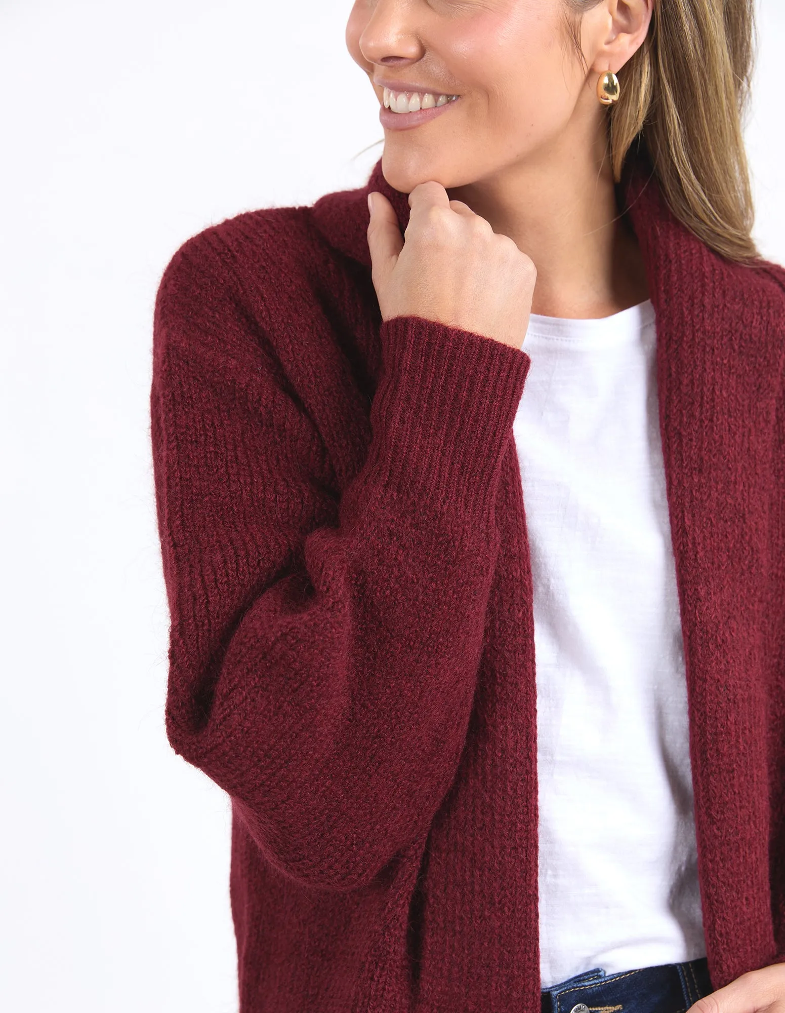 Elm Sylvie Longline Cardi Merlot