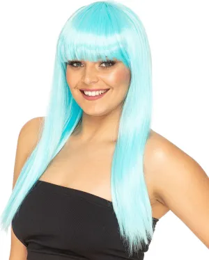 Fashion Deluxe Soft Teal Long Wig