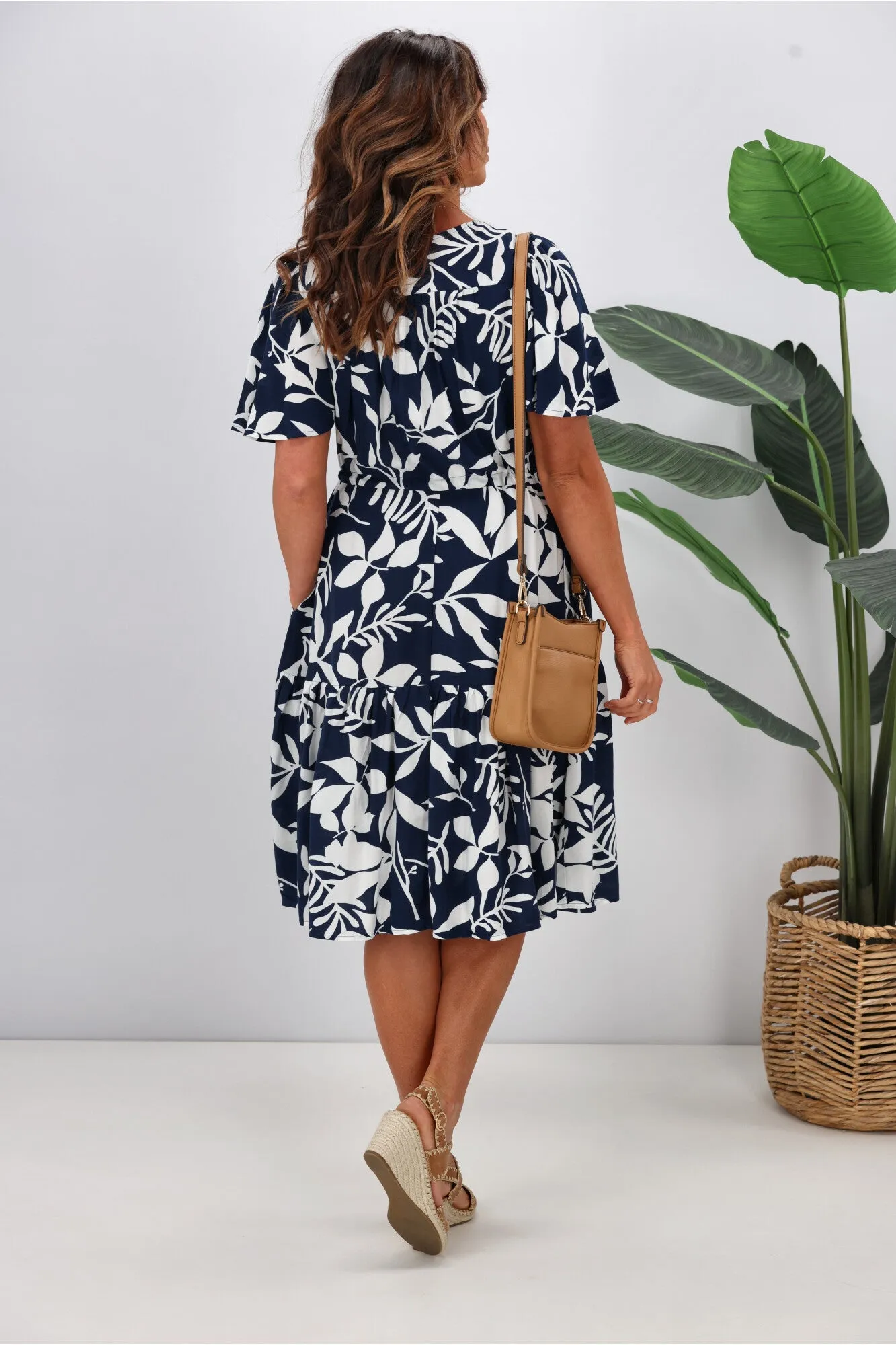 Fria Issy Petal Print Mini Dress Navy