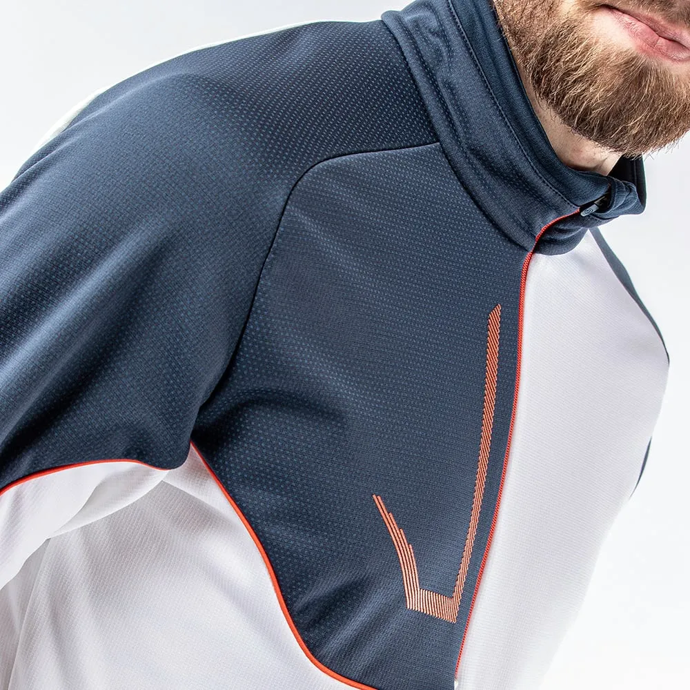 Galvin Green Daxton Insula 1/4 Zip Pullover - White/Navy/Orange