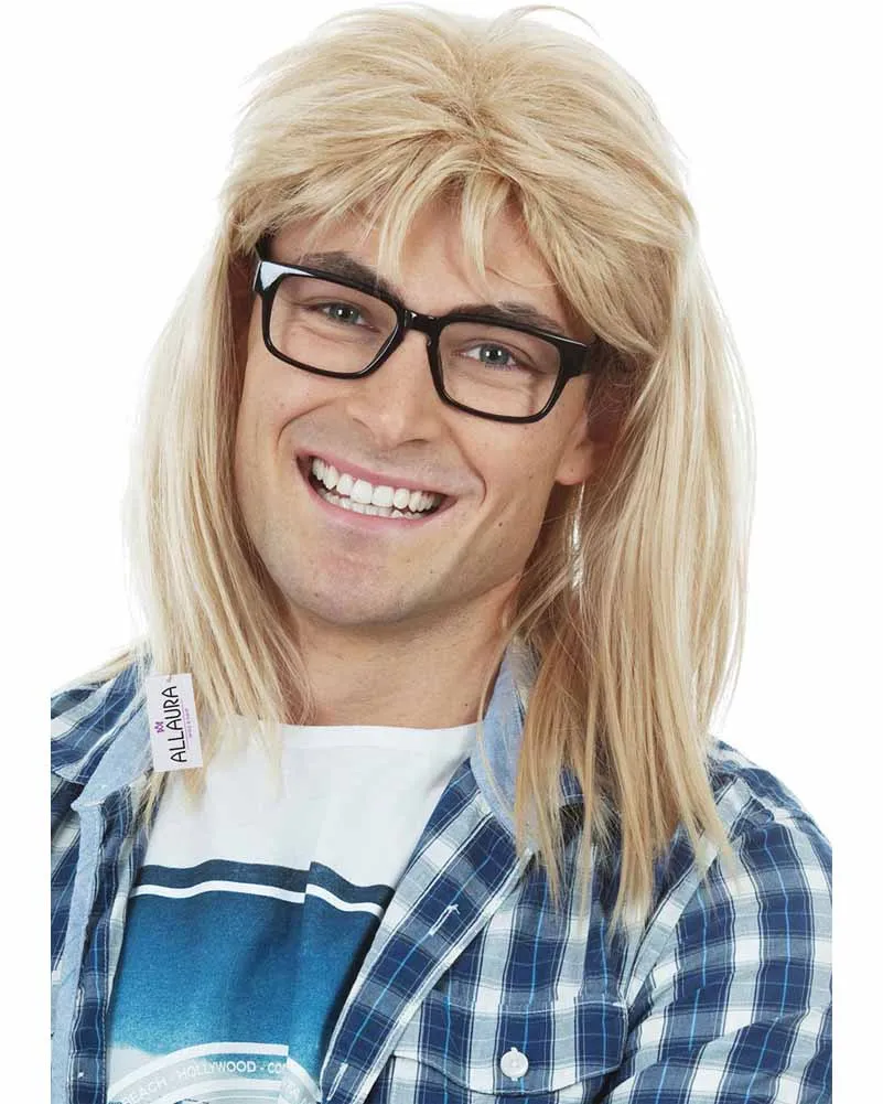 Garth Blonde Mullet Wig and Glasses Set