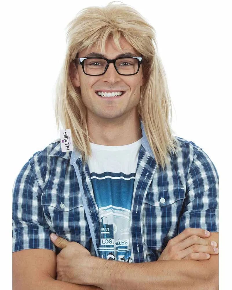 Garth Blonde Mullet Wig and Glasses Set