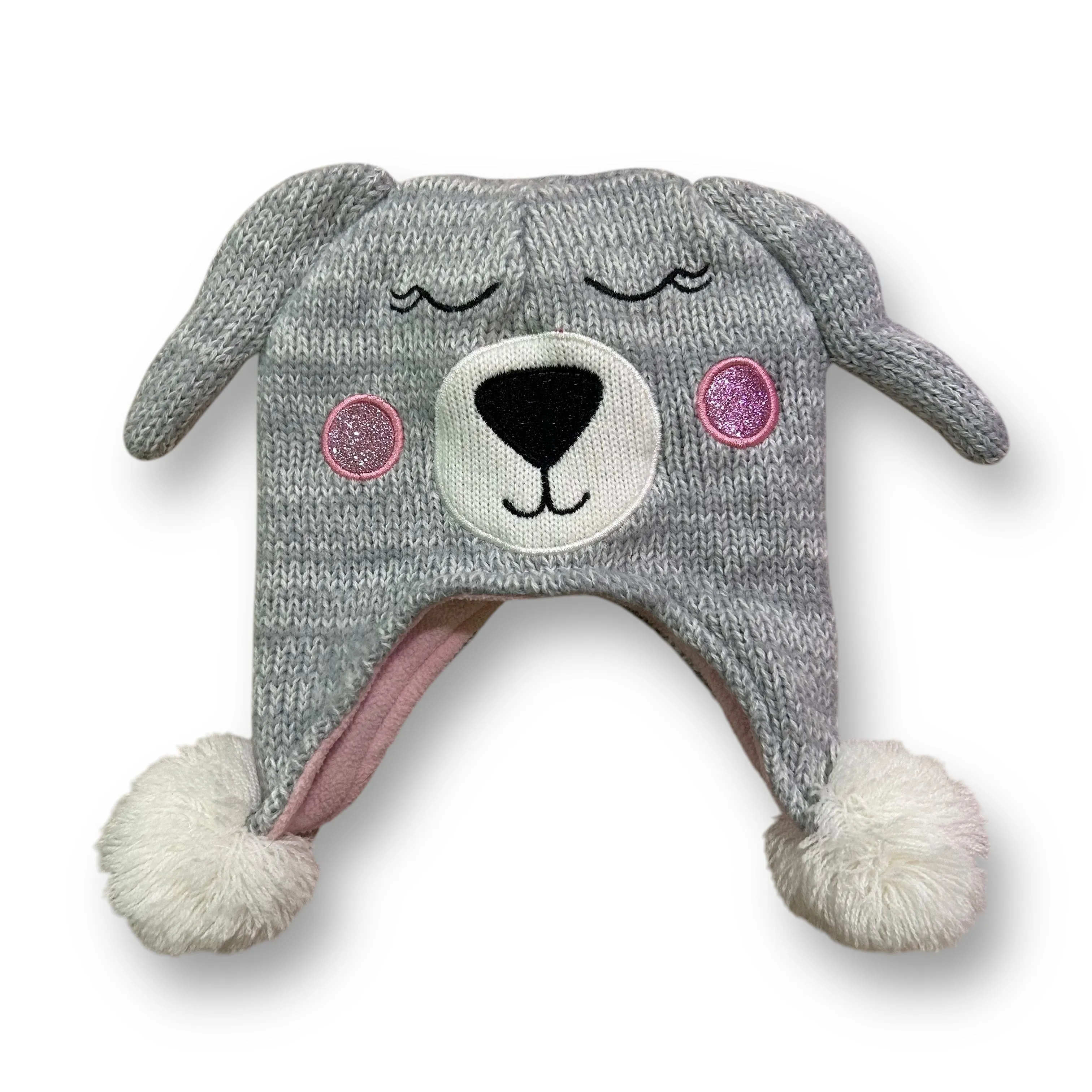Girls Children's Place Size 12-24 Months Gray Knit Puppy Winter Hat
