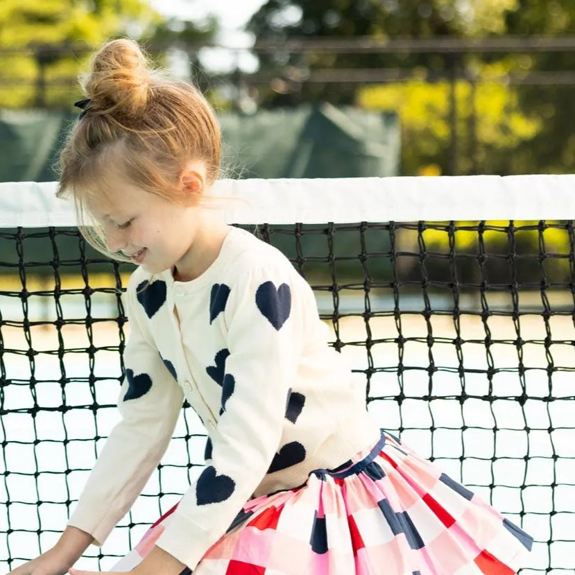 Girl's Constance Sweater Navy Tossed Hearts