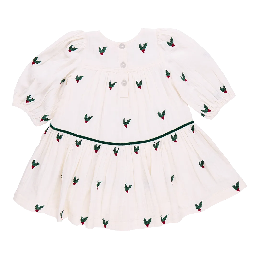 Girl's Fiona Dress Holly Embroidery