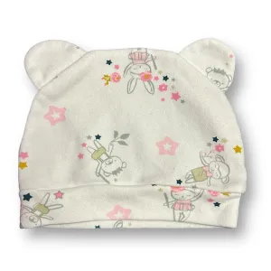 Girls Size Newborn White Animal Friends Hat