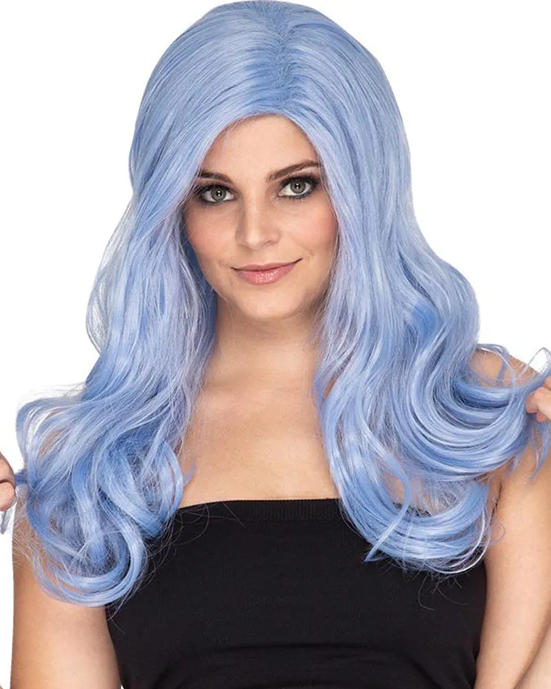 Glamour Deluxe Bubblegum Blue Long Wavy Wig