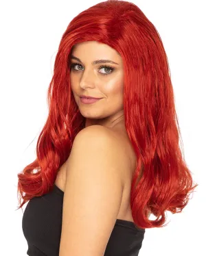 Glamour Deluxe Deep Red Long Wavy Wig