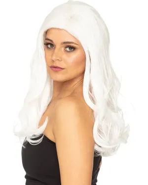 Glamour Deluxe White Long Wavy Wig