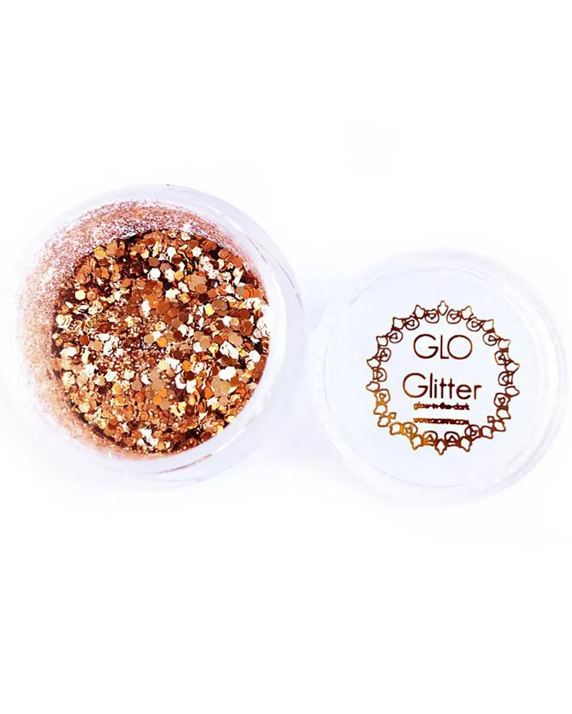 Glo Tatts Glow in the Dark Body Glitter Rusty Rose Gold 10g