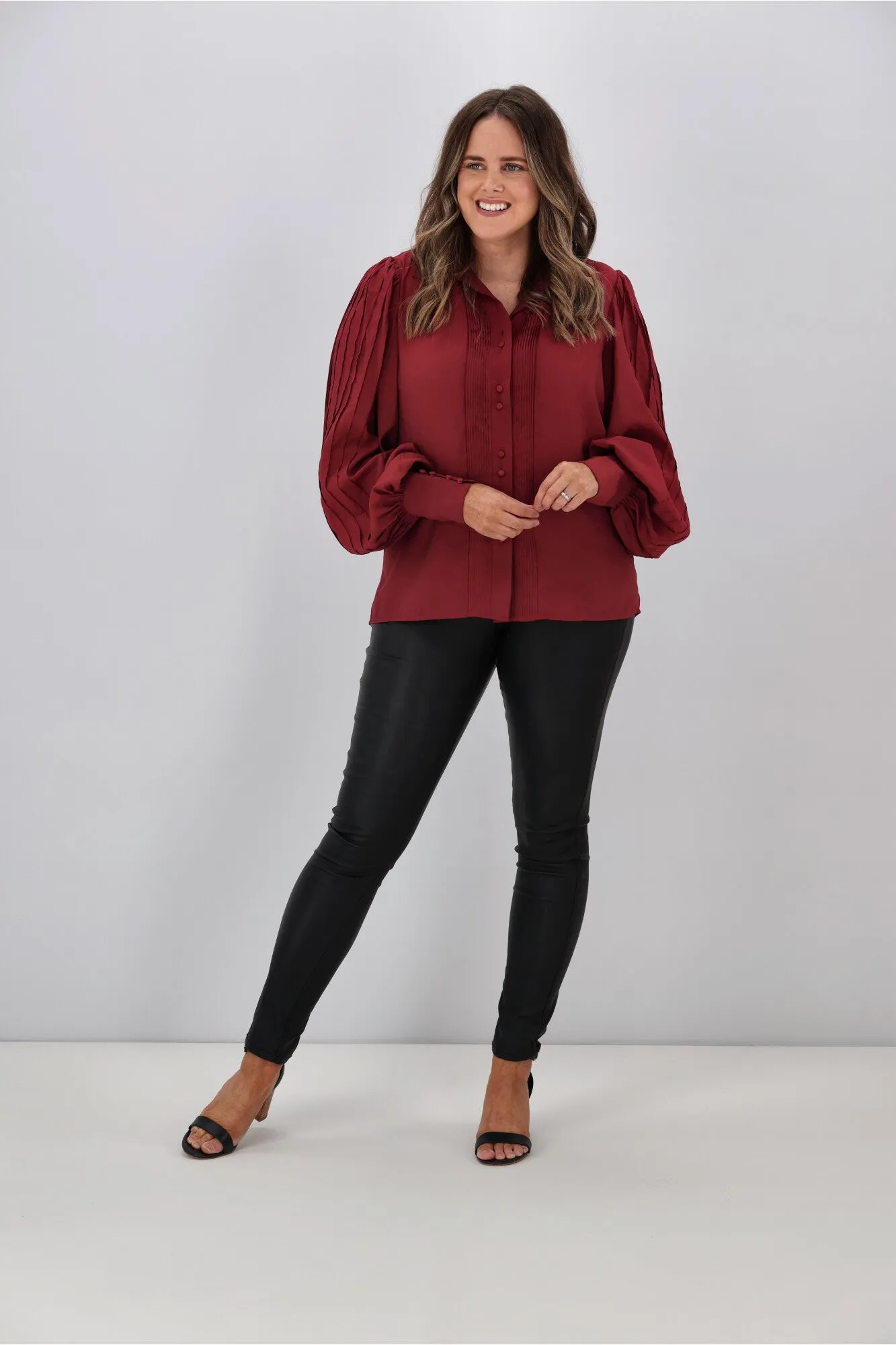 Gloss by Shine Kasey Pintuck Shirt Claret
