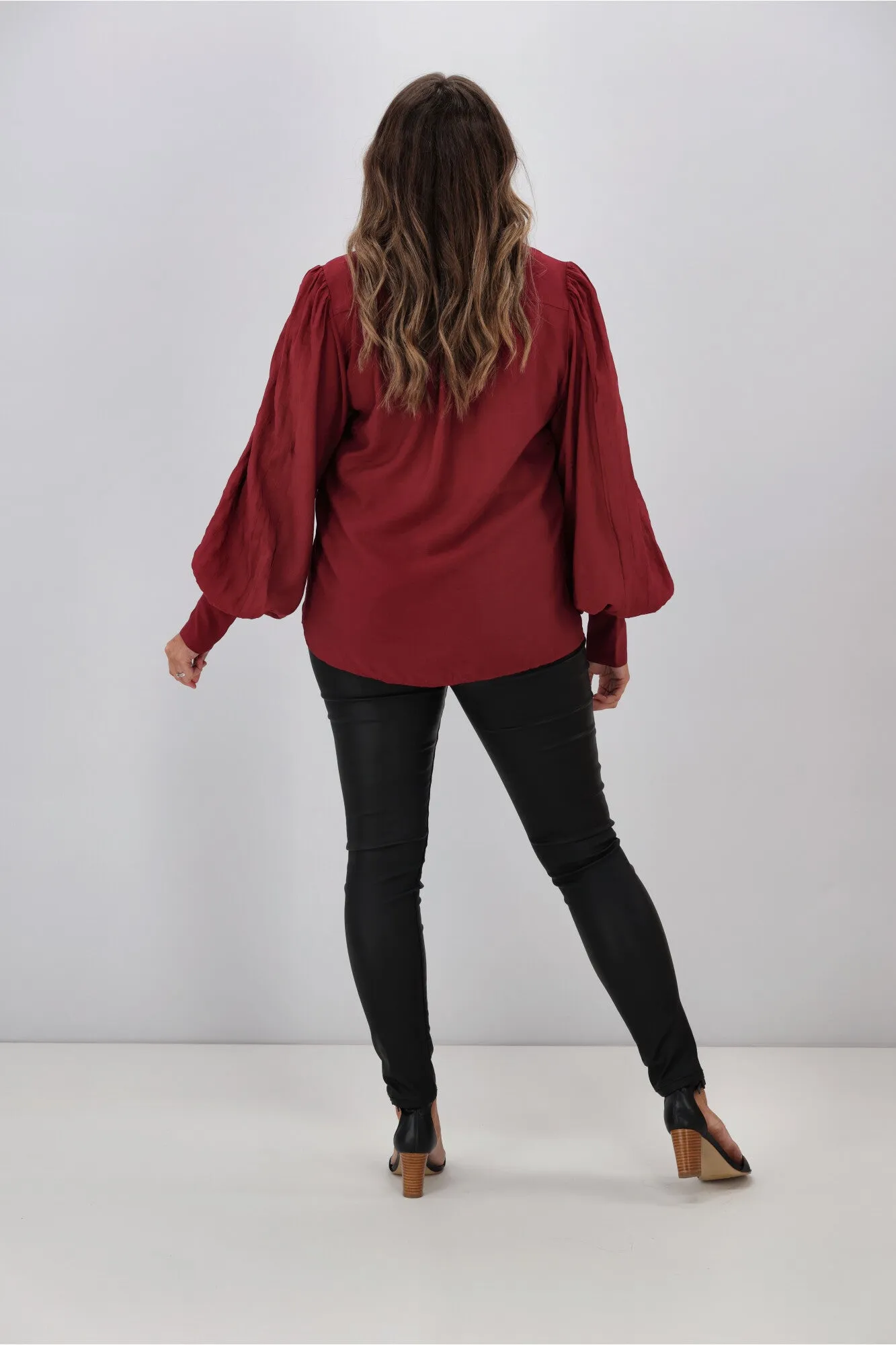 Gloss by Shine Kasey Pintuck Shirt Claret