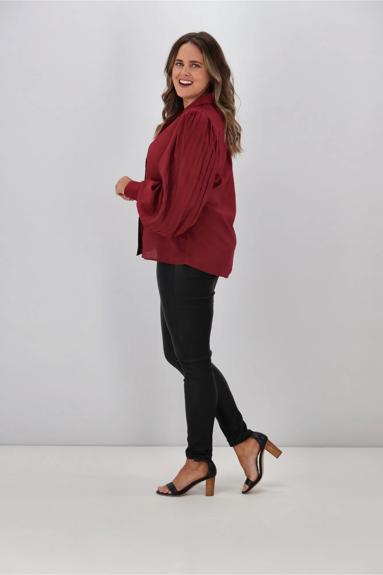 Gloss by Shine Kasey Pintuck Shirt Claret