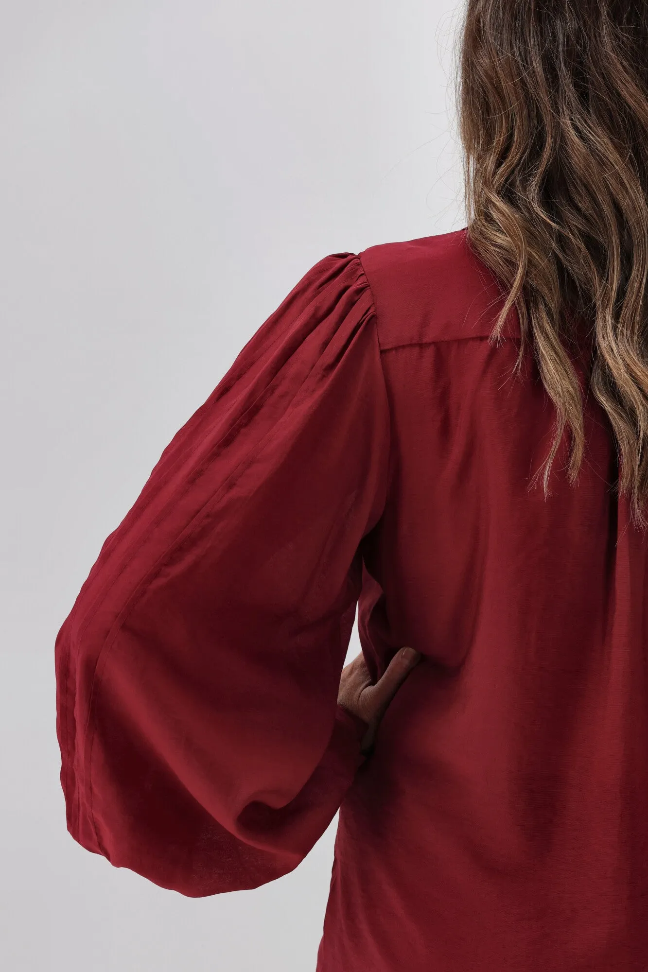 Gloss by Shine Kasey Pintuck Shirt Claret
