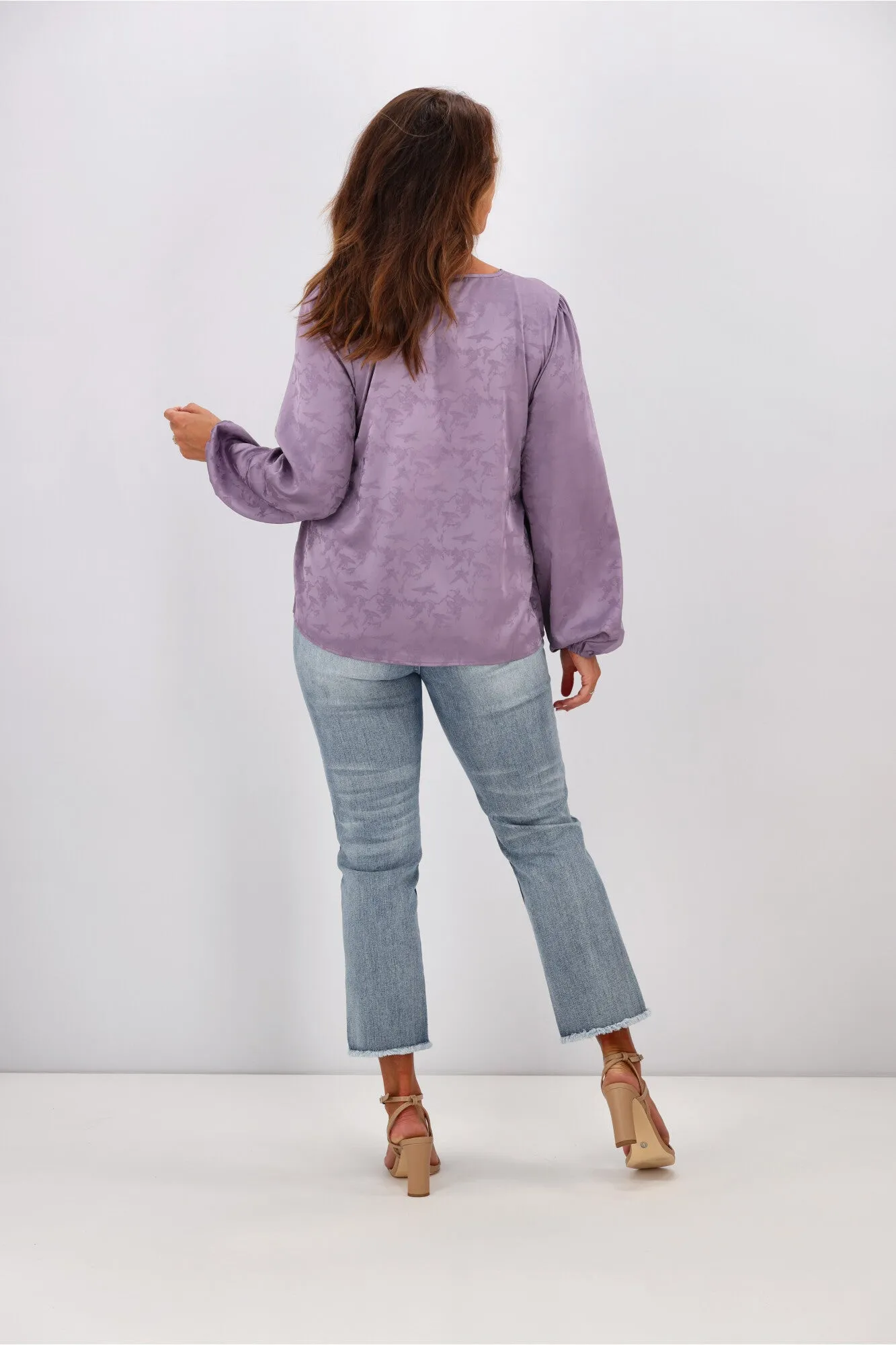 Gloss By Shine On Arabella Shirred Ruffle Blouse Mauve