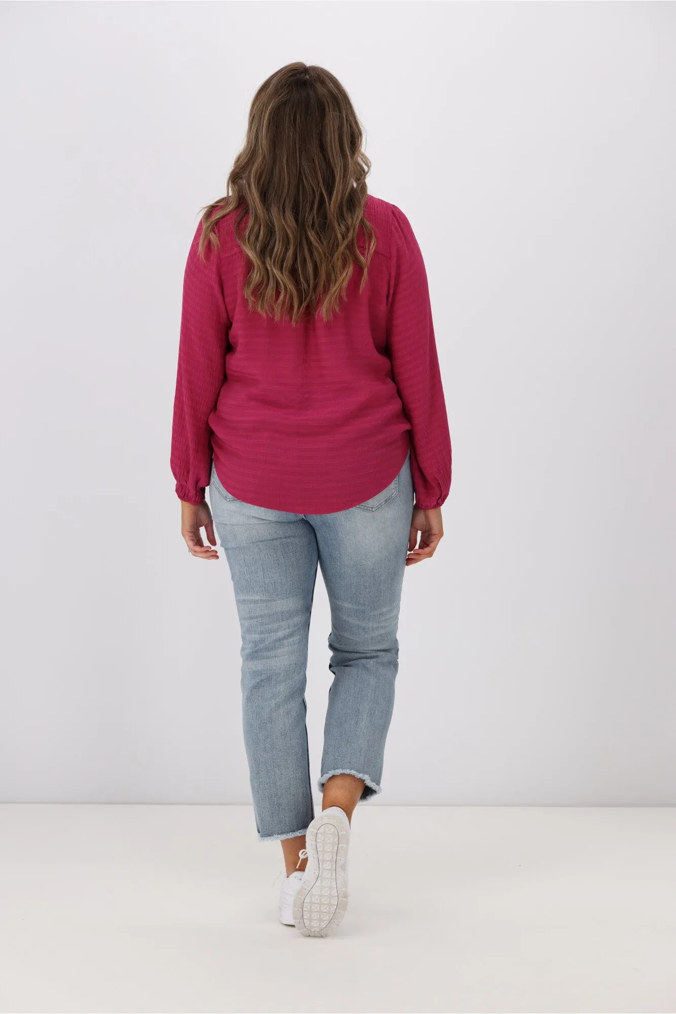 Gloss by Shine On Audrey Cross Front Blouse Cerise