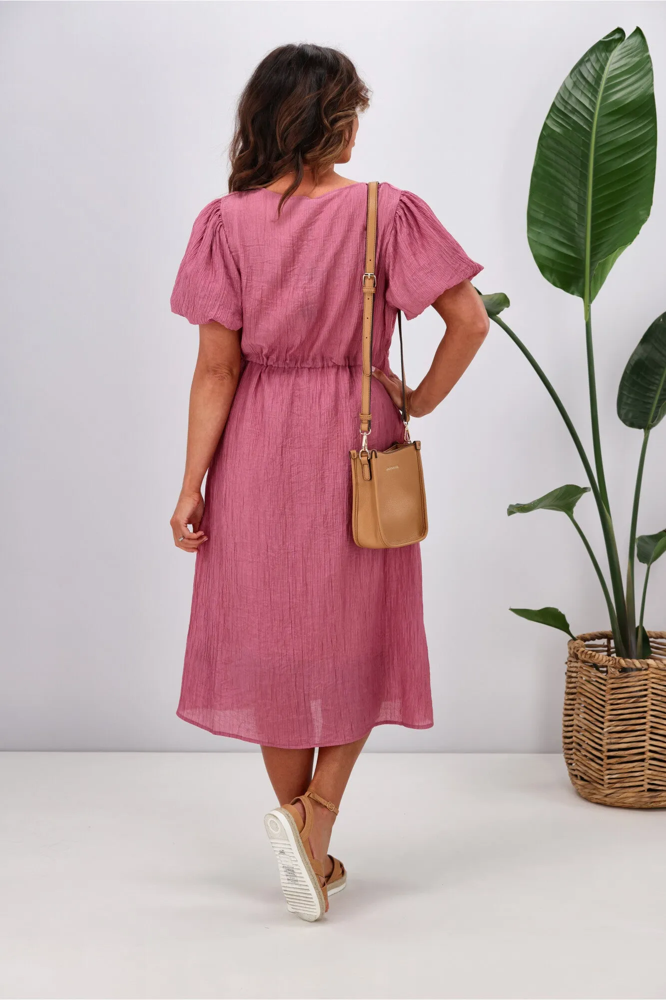 Gloss by Shine On Magnolia V Neck Dress Rose