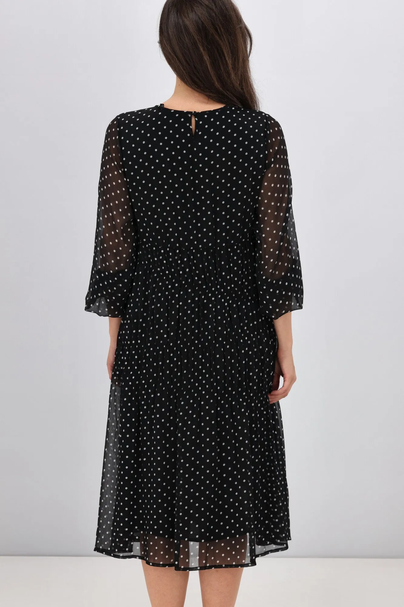 Gloss the Label Mariella Shirred Detail Dress Black Polka Dot
