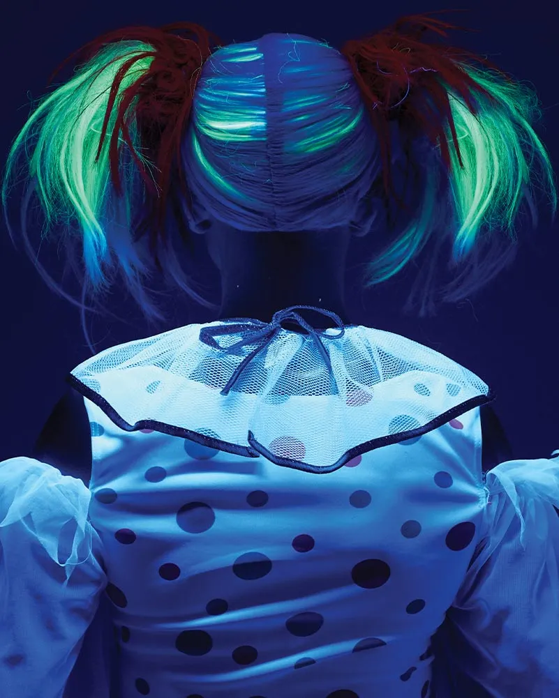 Glow in the Dark Punk Red and Grey Pigtails Wig