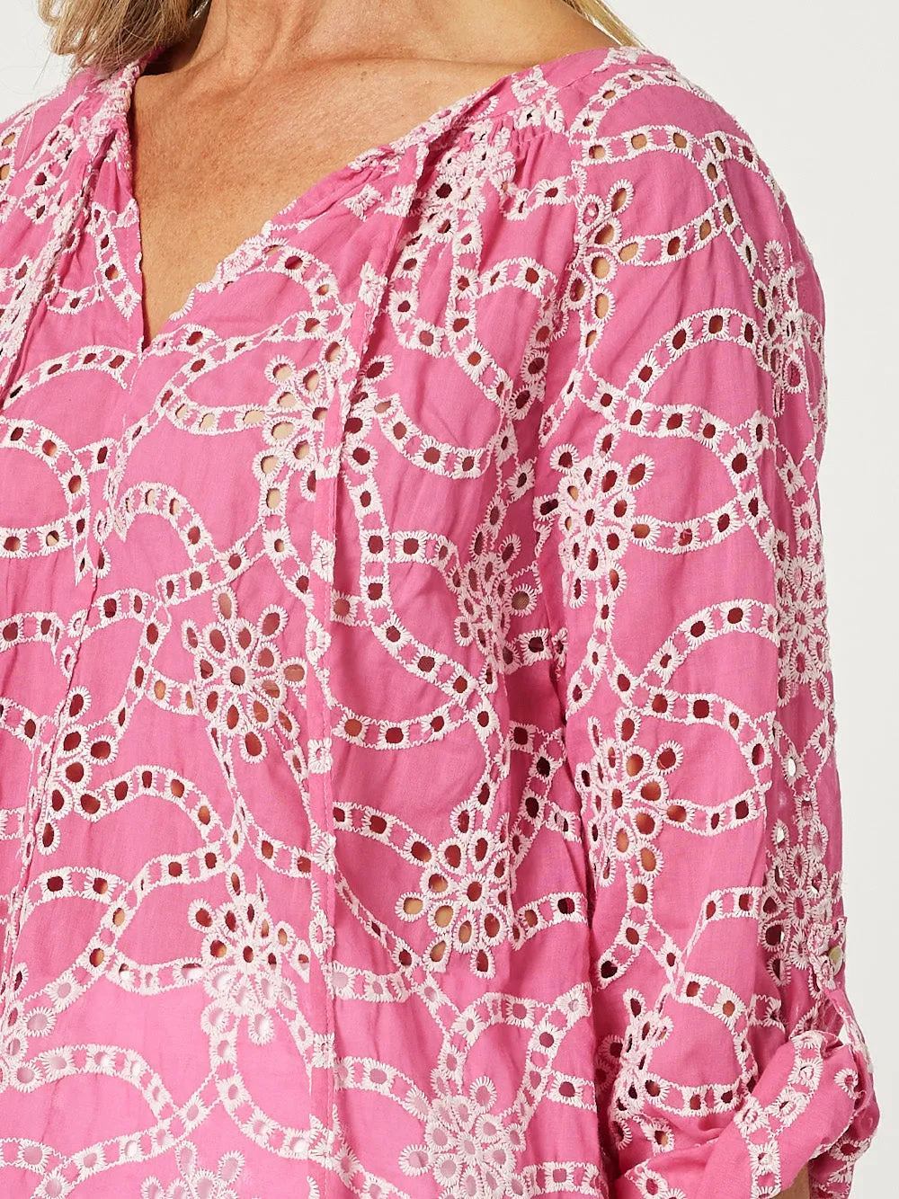 Gordon Smith Ellie Embroidery Top Pink
