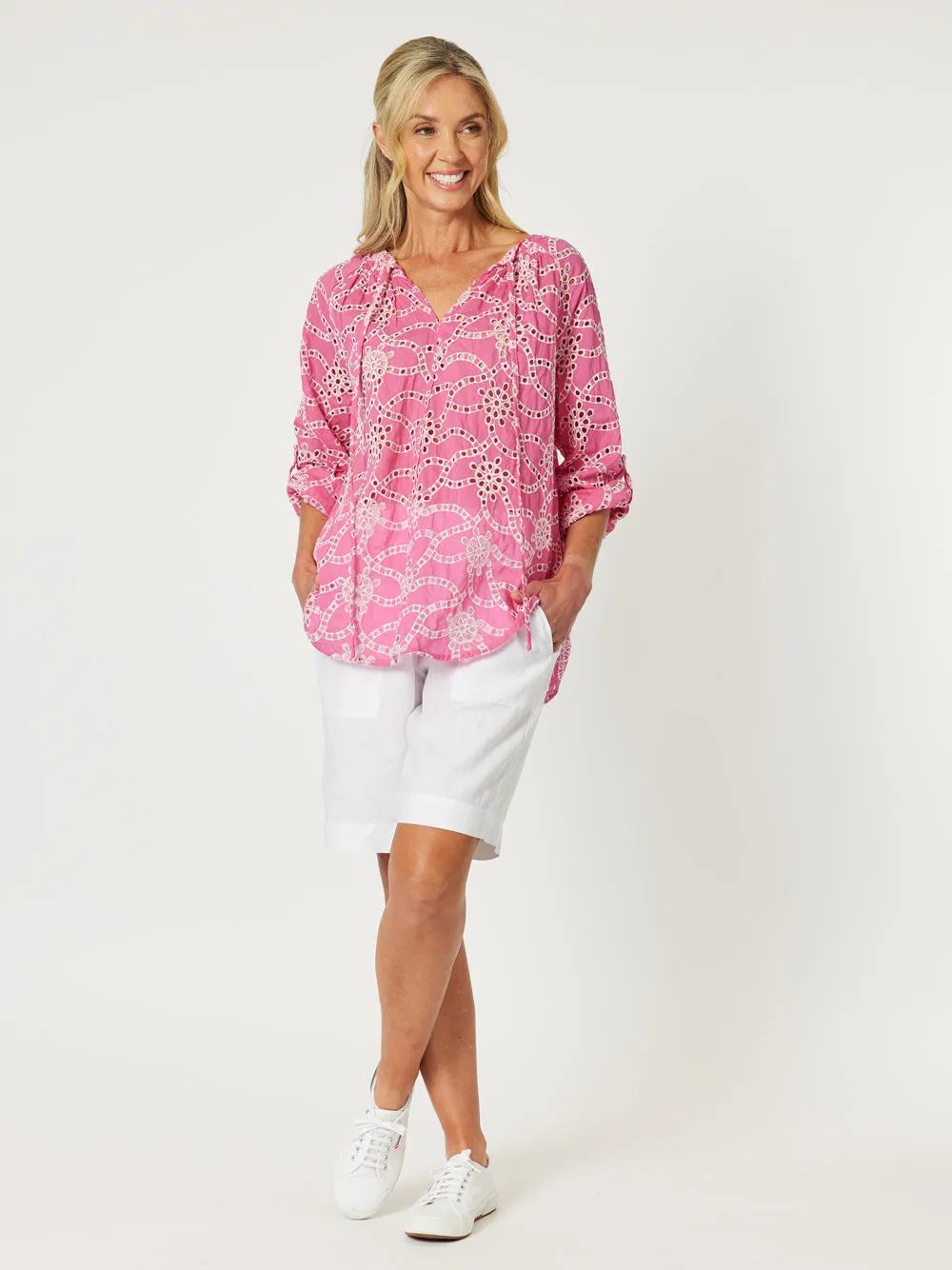 Gordon Smith Ellie Embroidery Top Pink