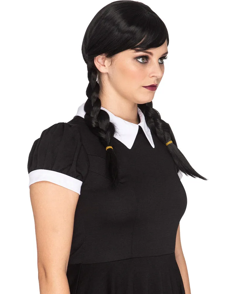 Gothic Girl Deluxe Plaited Black Wig