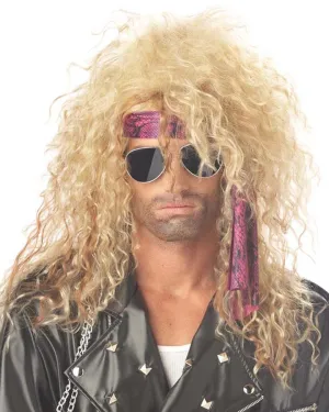 Heavy Metal Rocker Curly Long Blonde Wig