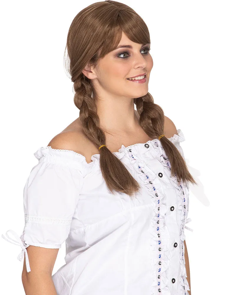 Heidi Deluxe Plaited Brown Wig