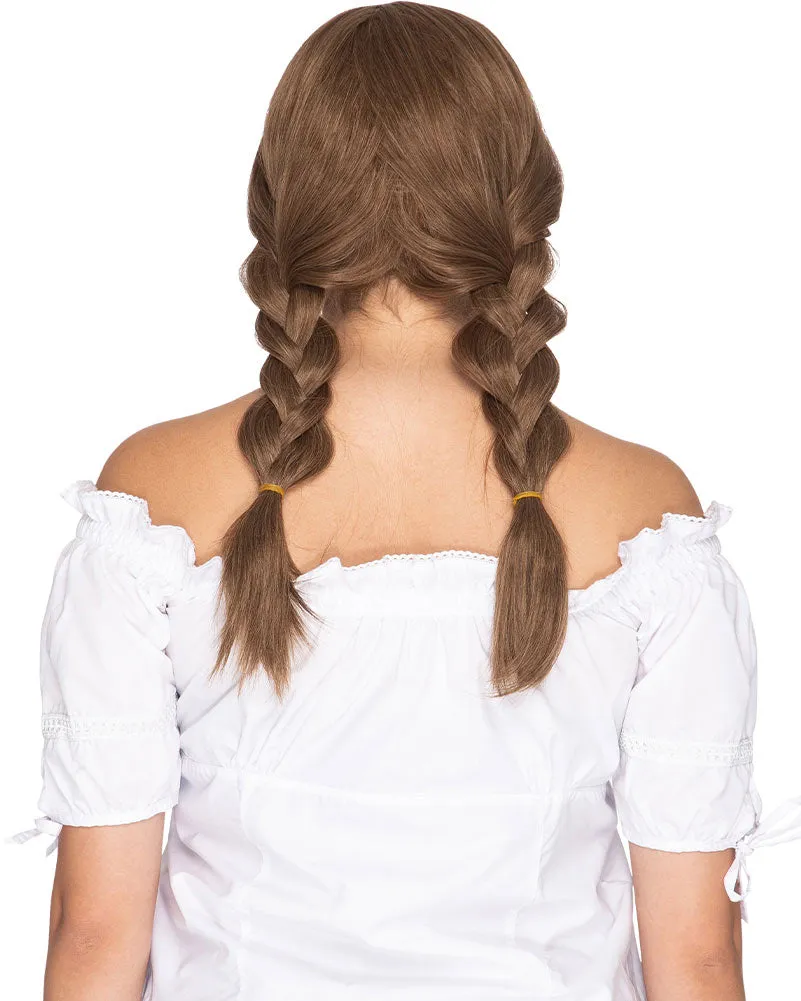 Heidi Deluxe Plaited Brown Wig